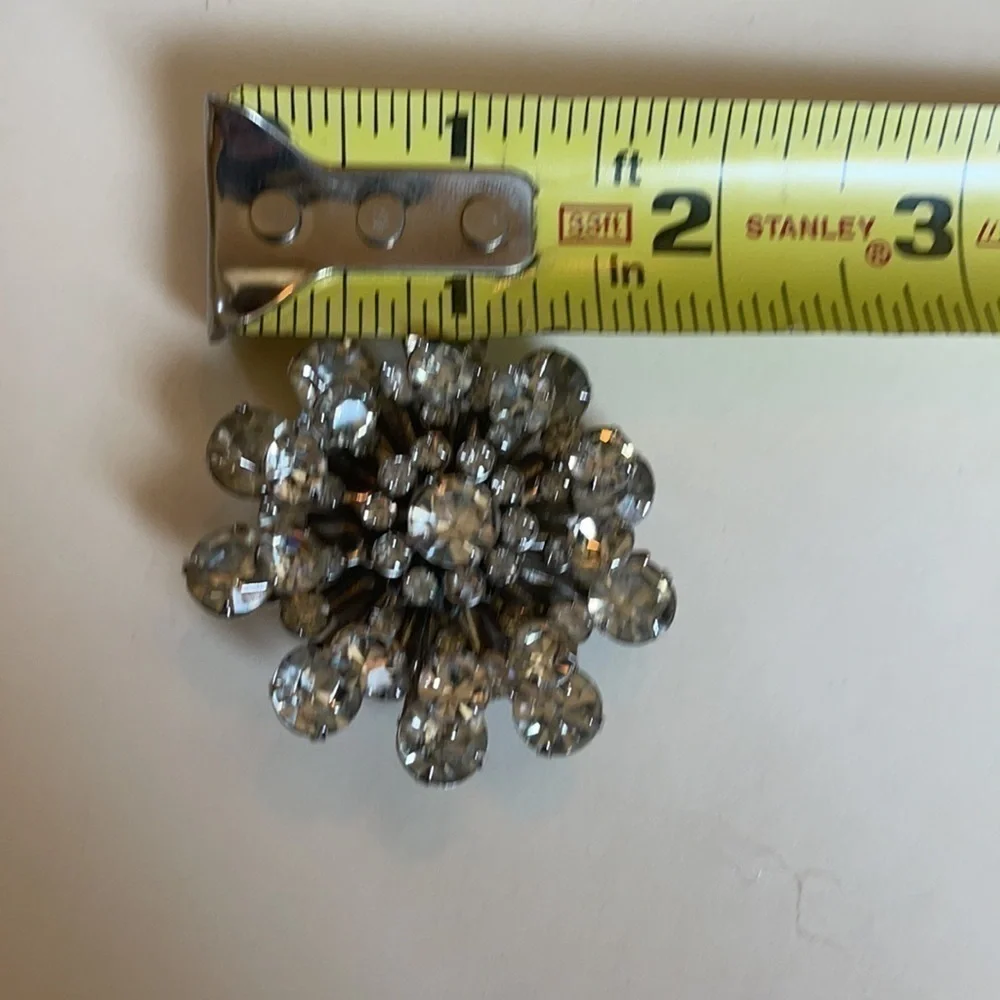 Vintage Antique Beautiful Silver & Faux Diamond Antique Brooch Pin - Picture 5 of 5